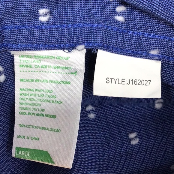 🌎 LRG Royal Blue White Swiss Dot Woven Cotton Long Sleeve - Picture 3 of 7